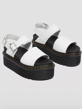 Doc Marten’s Voss Quad Leather Strap Platform Sandals - White
